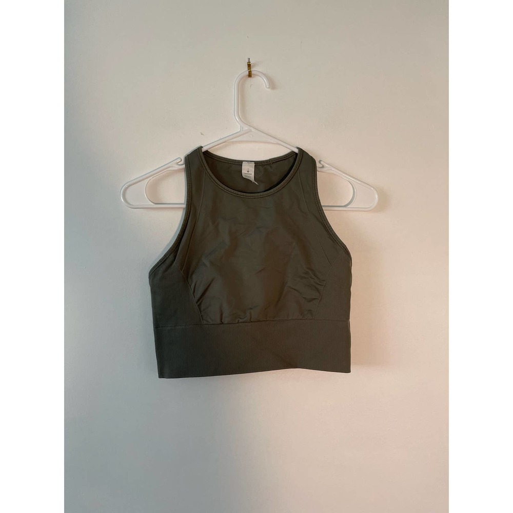 Lululemon Ebb to Train Seamless Sports Bra Gray Sage Green Athleisure Workout-8